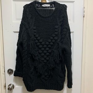 ZARA Fringe Pom Pom Sweater | Size M